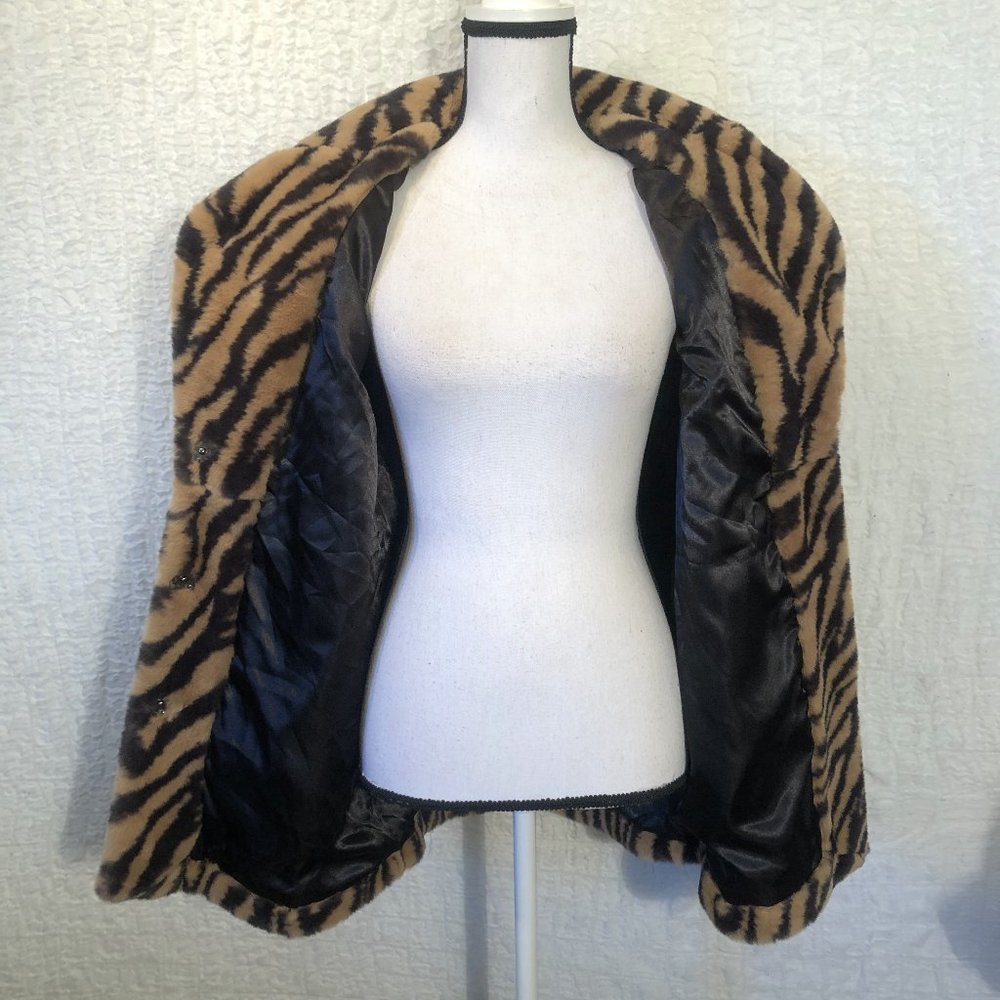 REVOLVE Faux Fur Tiger Stripe Coat in Tan and Black - Picture 6 of 8